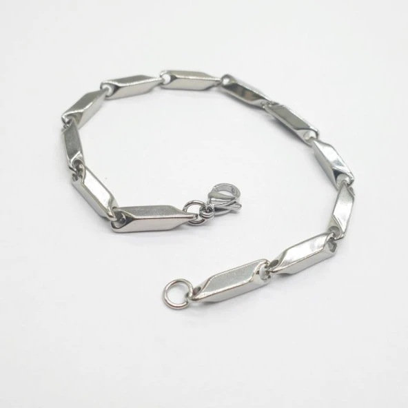 Gümüş Renk Kalın Köşeli Erkek Bileklik - 4