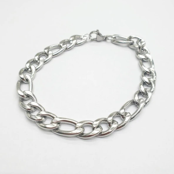 Gümüş Renk Erkek Zincir Bileklik - 4
