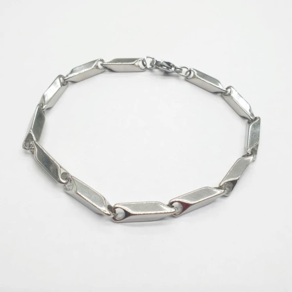 Gümüş Renk Kalın Köşeli Erkek Bileklik - 3