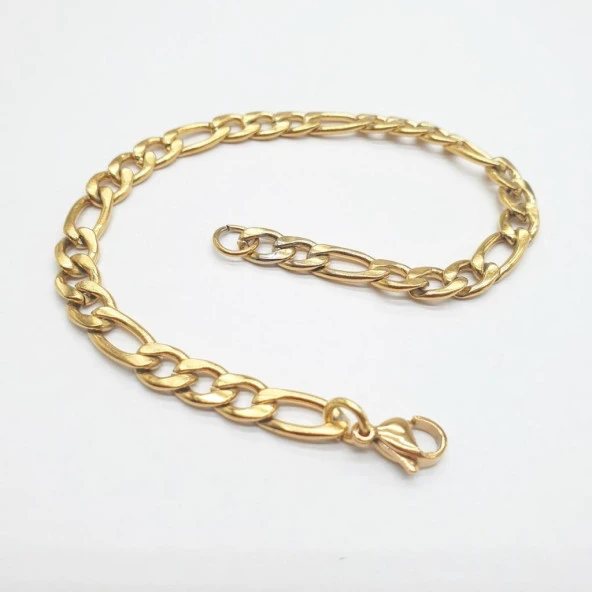Altın Renk Çelik Zincir Bileklik - 5