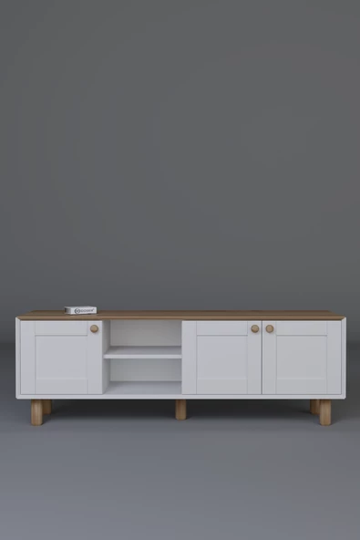 Midoser Bohem Serisi Garden Meşe - Beyaz Tv Ünitesi - 2