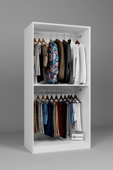 Midoser Lucas 6 Kapaklı 10 Raflı Elbise Dolabı-gardırop Seti Beyaz 282 Cm - 5