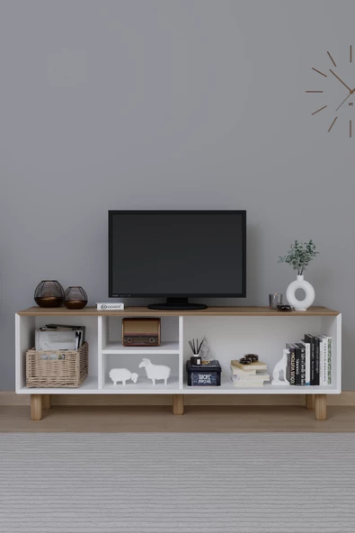 Midoser Bohem Serisi Garden Meşe - Beyaz Tv Ünitesi - 5