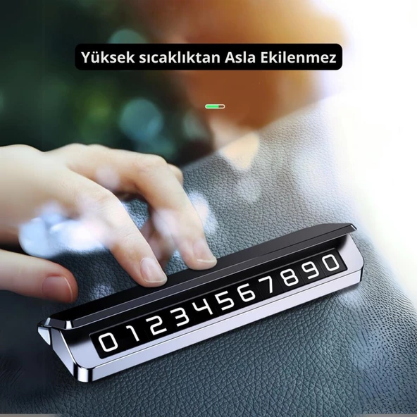 Coofbe Premıum Gizlenebilir Çift Taraflı Alüminyum Araç Park Telefon Numaratörü Geçici Park Numaratör - 5