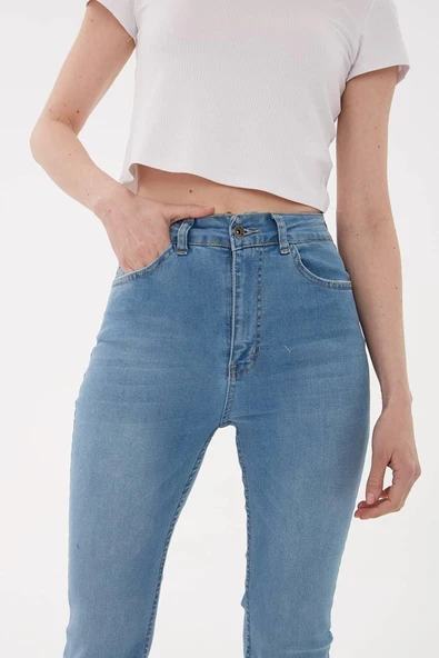 FASHION FRIENDS KADIN PAÇASI YIRTMAÇLI DENİM PANTOLON 23Y-PNT0298K1 - 5