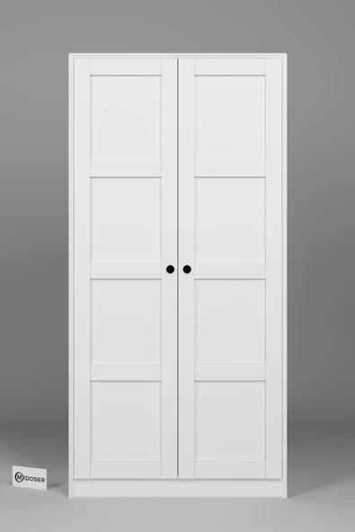 Midoser Lucas 4 Kapaklı Çift Askılı Elbise Dolabı-gardırop Seti Beyaz 190 Cm - 5