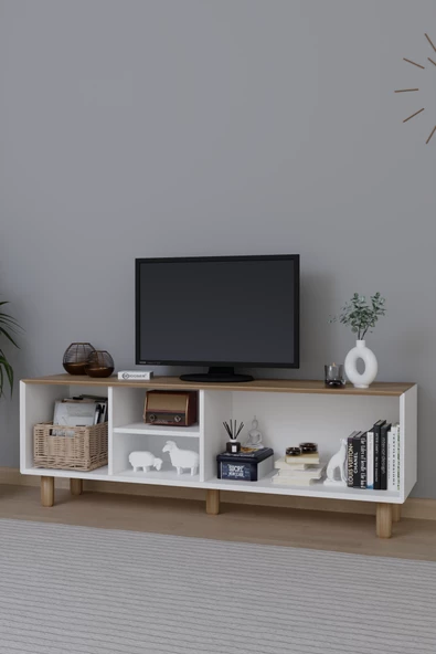 Midoser Bohem Serisi Garden Meşe - Beyaz Tv Ünitesi - 4
