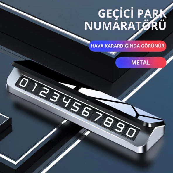 Coofbe Premıum Gizlenebilir Çift Taraflı Alüminyum Araç Park Telefon Numaratörü Geçici Park Numaratör - 2