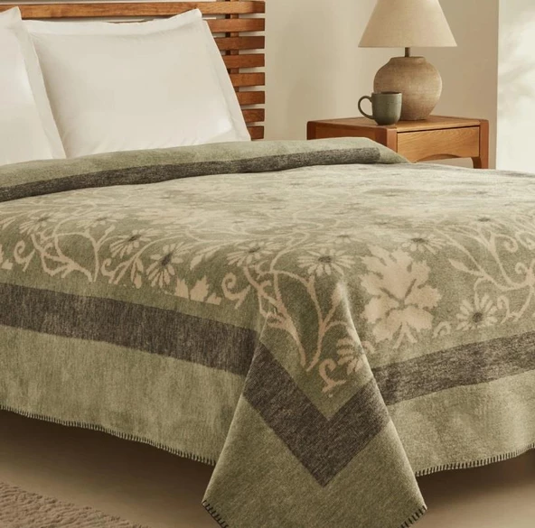 Karaca Home Flara Yeşil Çift Kişilik Pamuklu Battaniye - 2