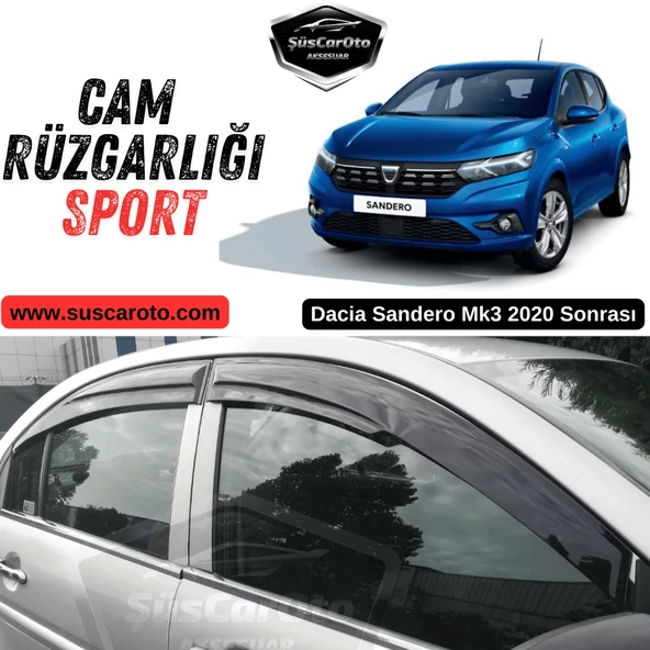 Dacia Sandero Mk3 2020 Sonrası Uyumlu Mugen Cam Rüzgarlığı Seti Piano Black 4'lü İthal Parlak Siyah
