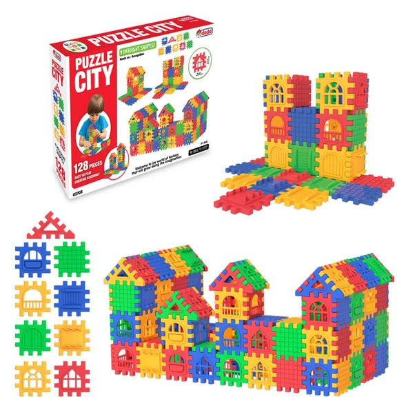 03703 Dede Puzzle City 128 Parça Yaratıcı Eğitici Oyuncak
