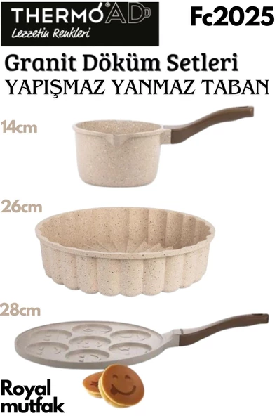 Thermoad 3'Lü Vizon Set (Sosluk&Sütlük-Tart Kalıbı-Emojili Pankek Tavası)