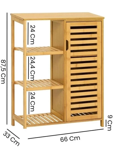 Bambu 5 Raflı Kapaklı Salon Mutfak Banyo Dolabı Düzenleme Organizeri - 5