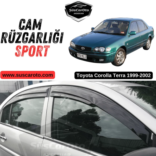 Toyota Corolla Terra 1999-2002 Uyumlu Mugen Cam Rüzgarlığı Seti Piano Black 4'lü İthal Parlak Siyah