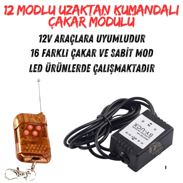 12 Modlu Kumandalı Çakar Modülü Sis Çakar Modülü Uzaktan Kumandalı F1 Çakar Mödül