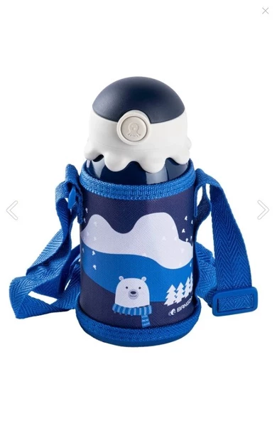 Tantitoni Paslanmaz Çelik Ayıcık Desenli Çantalı Çocuk Termosu Mavi 350ml ürün görseli 1