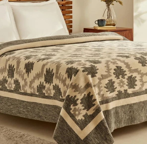 Karaca Home Damask Antrasit Çift Kişilik Pamuklu Battaniye - 2
