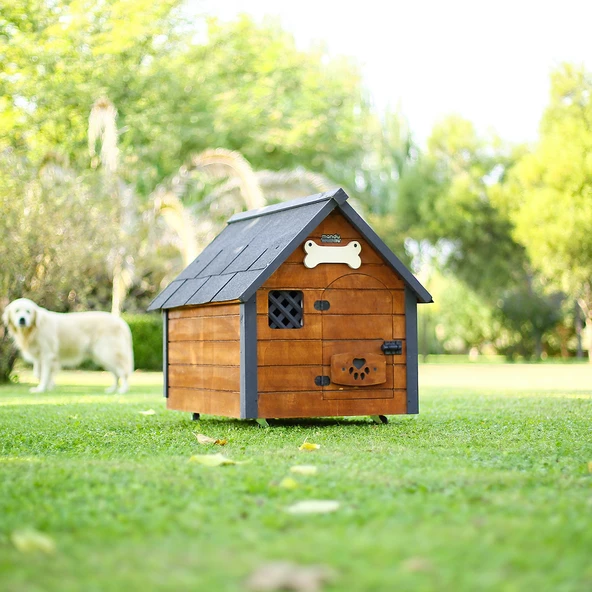 Mandu Isıtıcılı ahşap köpek kulübesi ''MEDIUM''