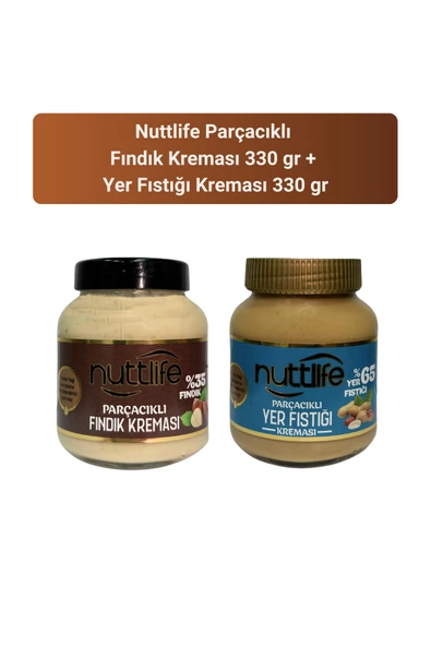 Nuttlife Parçacıklı Fındık Kreması 330 gr+ Parçacıklı Yer Fıstığı Kreması 330 gr