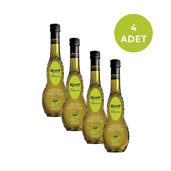 KOMİLİ FİLTRESİZ SIZMA ZEYTİNYAĞI 500 ML CAM ŞİŞE * 4 ADET