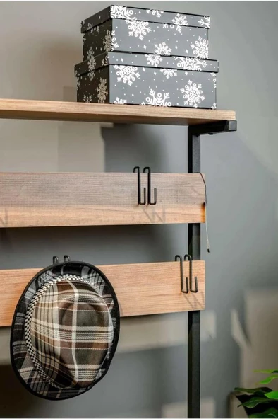 Digithome Metal Portmanto Elbise Askılığı Vestiyer,Ayakkabılık Atlantik Çam 1-1-369 - 2