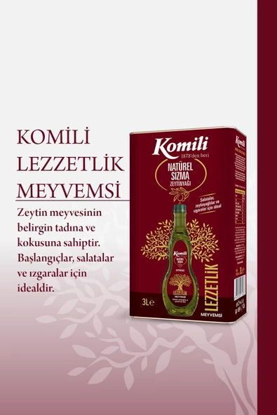 KOMİLİ SIZMA MEYVEMSİ ZEYTİNYAĞI 3 LT TENEKE - 2