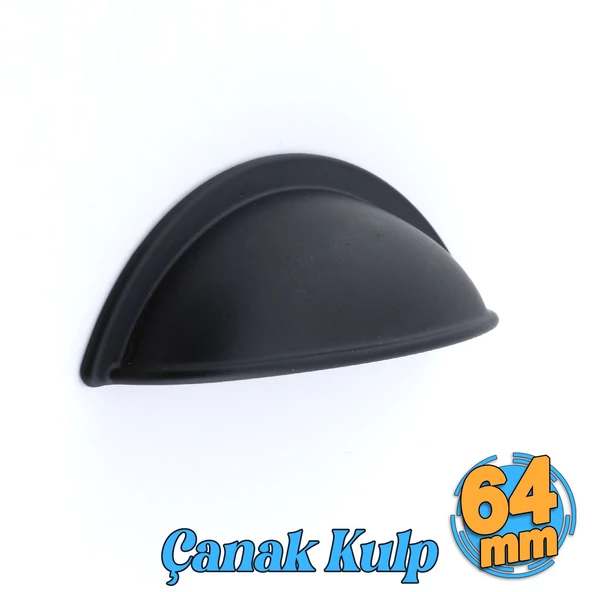 Midye Çanak Tas 64 mm Düğme Siyah Mobilya Mutfak Dolabı Çekmece Dolap Kulpları Kulpu Kulb