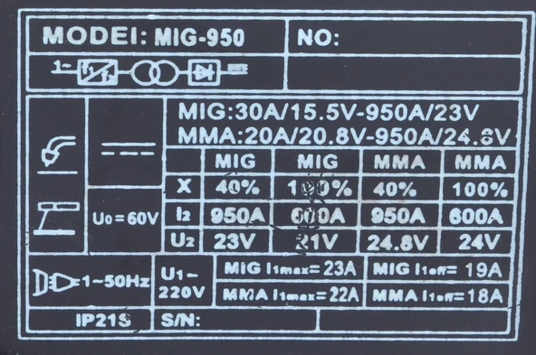 OZITO MIG-950 Gazsız Gazaltı Kaynak Makinası NO:110+Kaynak Makinası 2 si Bir Arada Gazsız Gazaltı Kablosu Yoktur - 2