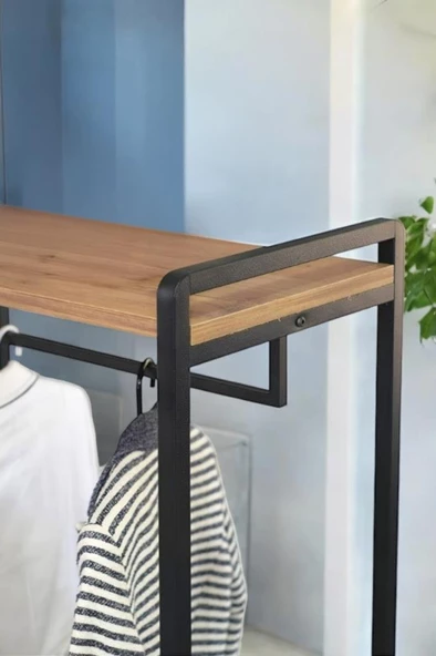 Digithome Dekoratif Metal 4 Raflı Ayakkabılık, Elbise ve Portmanto Askılığı Gardırop 9086 1-1-369 - 3