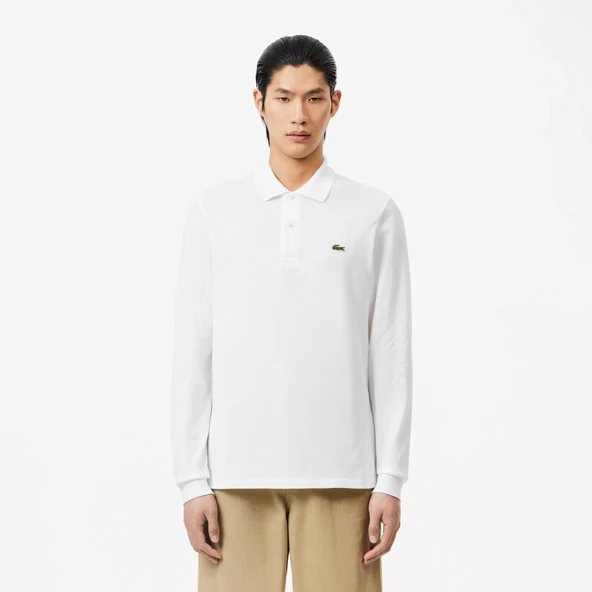 L.12.12 Erkek Classic Fit Uzun Kollu Beyaz  Polo