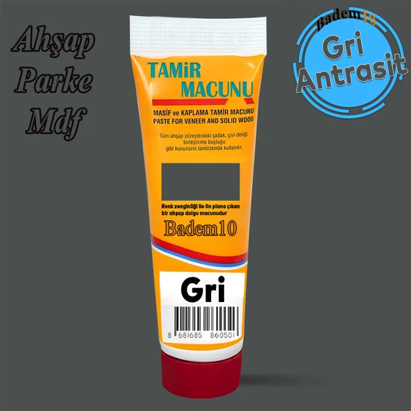 Tamir Macunu Ahşap Parke Mobilya Dolgu Çatlak Çizik Gideri 200 Gr Kullanıma Hazır Macun Gri Antrasit ürün görseli