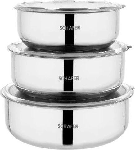 Schafer Practi Çelik Saklama Kabı 3 Lü (16-18-20 Cm) -6 Parça-Inox - 2