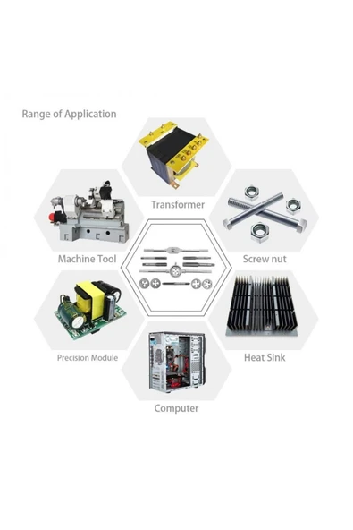 12 Parça Kılavuz Pafta Takımı Metrik Seti Diş Ve Yiv Açma Kılavuz Seti Pafta Seti Klavuz Seti - 4