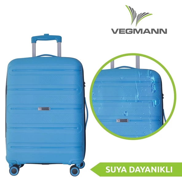 Vegmann Polipropilen (PP) Atlas Mavi 3lü Valiz Seti - 5