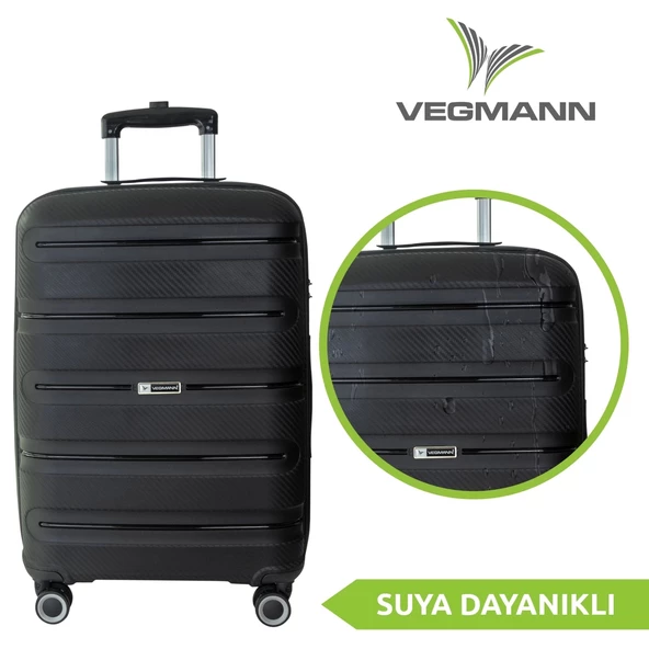 Vegmann Polipropilen (PP) Atlas Siyah 3lü Valiz Seti - 3