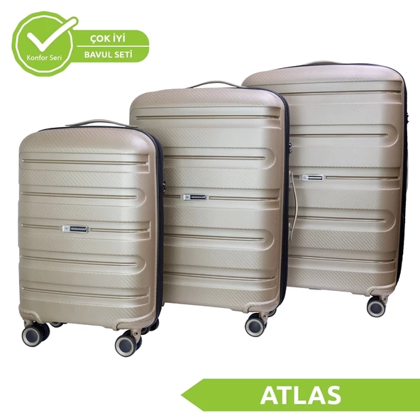 Vegmann Polipropilen (PP) Atlas Gold 3lü Valiz Seti