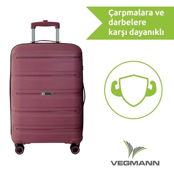 Vegmann Polipropilen (PP) Atlas Mürdüm 3lü Valiz Seti - Resim 4