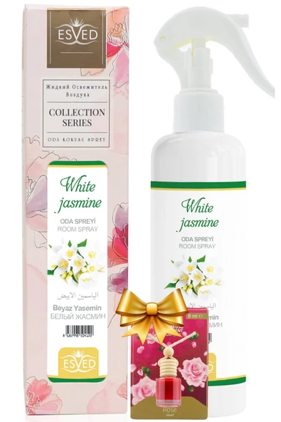 Beyaz Yasemin Kokusu Sprey 400Ml. Gül Kokusu Araba Kokusu 8Ml. Hediyeli ürün görseli