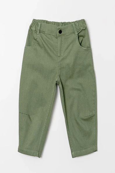 Çift Cepli Beli Lastikli Gabardin Erkek Çocuk Pantolon