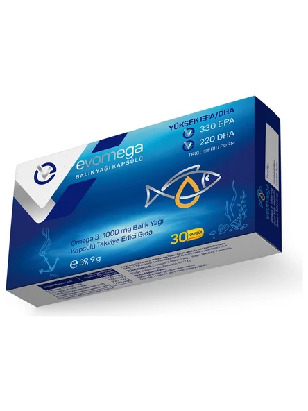 Evomega Omega 3 1000mg Balık Yağı 30 Kapsül