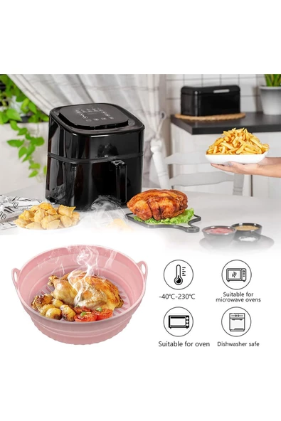 Katlanabilir Airfryer Pişirme Kabı Silikon Pişirme Seti 6 Litreye Kadar Tüm Cihazlara Uygun - 4