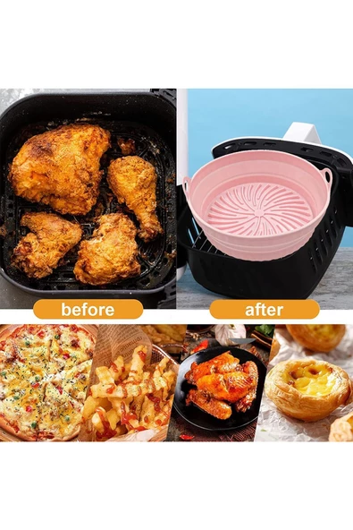 Katlanabilir Airfryer Pişirme Kabı Silikon Pişirme Seti 6 Litreye Kadar Tüm Cihazlara Uygun - 6
