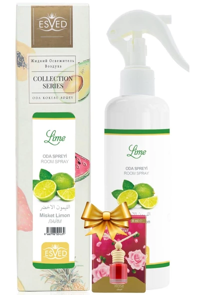 Misket Limonu Kokusu Sprey 400Ml. Gül Araba Kokusu 8Ml. Hediyeli