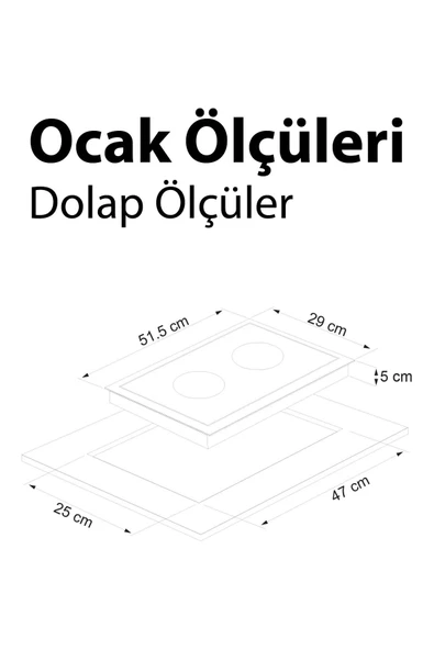 V5-02 Vitroseramik 2'li Ankastre Elektrikli Ocak - 5