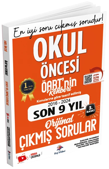 Dizgi Kitap 2025 ÖABT nin Rehberi Okul Öncesi Öğretmenliği Çıkmış Sorular Son 9 Yıl Çözümlü