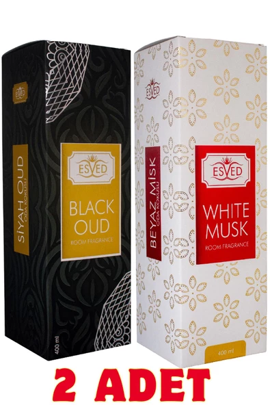 Beyaz Misk & White Musk ve Siyah Oud & Black Oud Oda Ve Kumaş Spreyi Seccade Spreyi Oda Kokusu Koku 400 ml