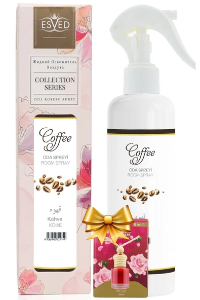 Kahve Kokusu Sprey 400Ml. Gül Kokusu Araba Kokusu 8Ml. Hediyeli