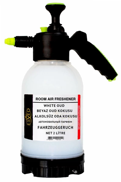 Beyaz Oud Kokusu Alkolsüz Oda Parfümü, 2 Litre Pompalı Ortam Kokusu Araç, Ev ve İşyeri Kokusu