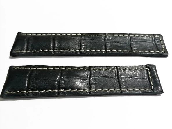 Tag-heuer Uyumlu  22-18  Beyaz Dikişli  Siyah Hakiki dana derisi  ( 08 ) - Resim 4