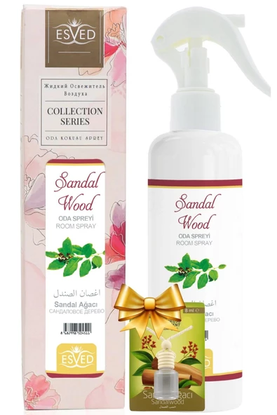 Sandal Ağacı Kokusu Sprey 400Ml. Sandal Ağacı Kokusu Araba Kokusu 8Ml. Hediyeli